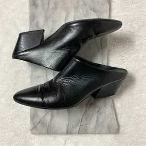 Vince Shoes Vince Vigo Mules Leather Pointy Heels Size Black